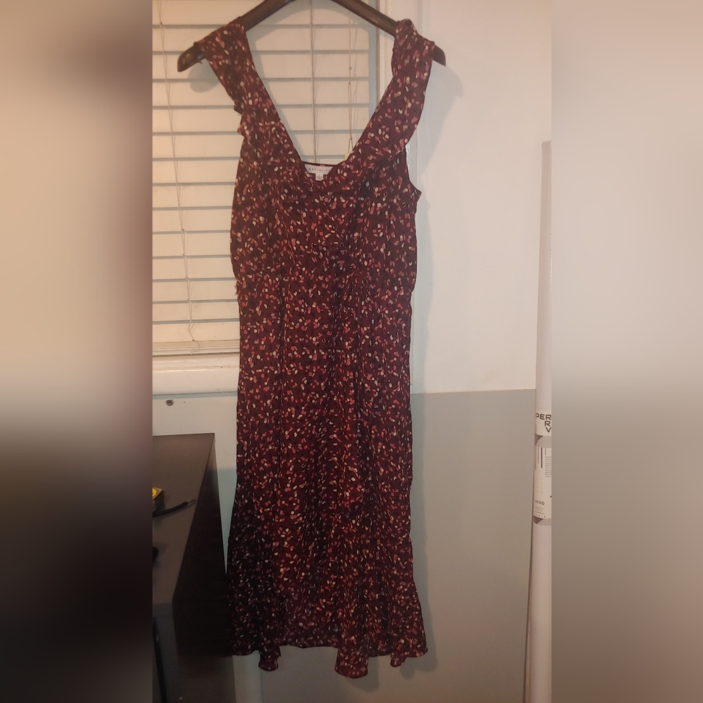 Socialite flutter sleeve faux wrap dress